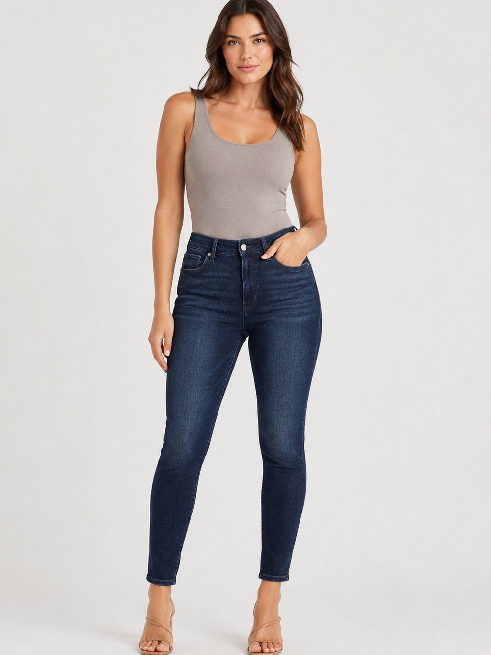 Good American Good Legs Dark Wash Skinny Jeans Size 10/30